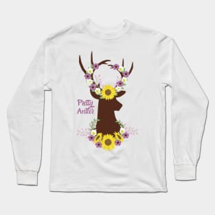 Pretty Antler - Deer Sunflower Long Sleeve T-Shirt